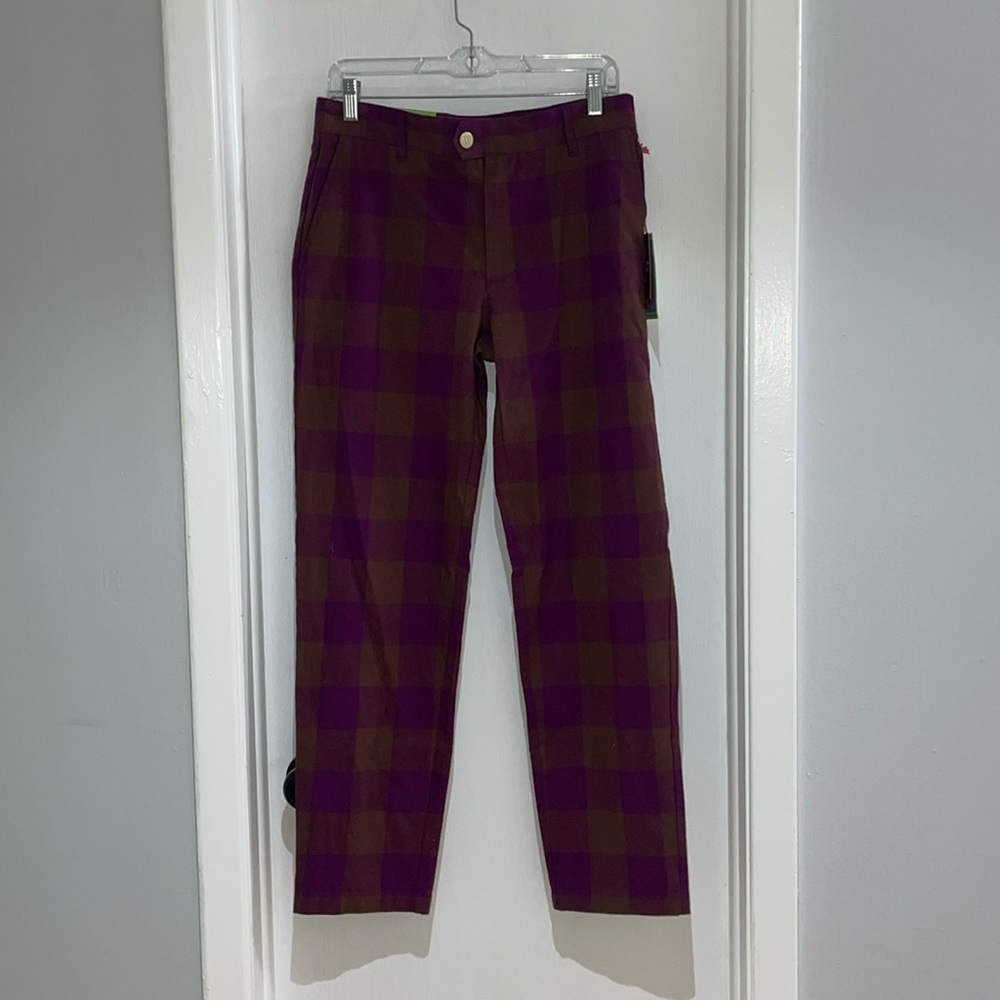 Purple & brown checkered pants